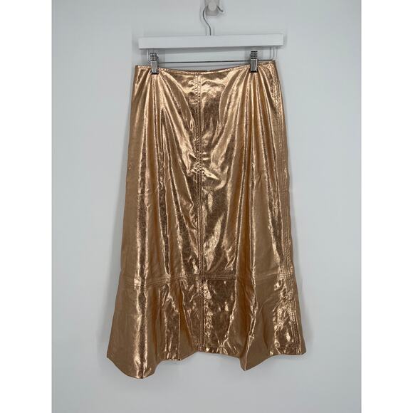 TUCKERNUCK X India Hicks Gold Metallic London Skirt NWT Size 8 - Picture 12 of 13
